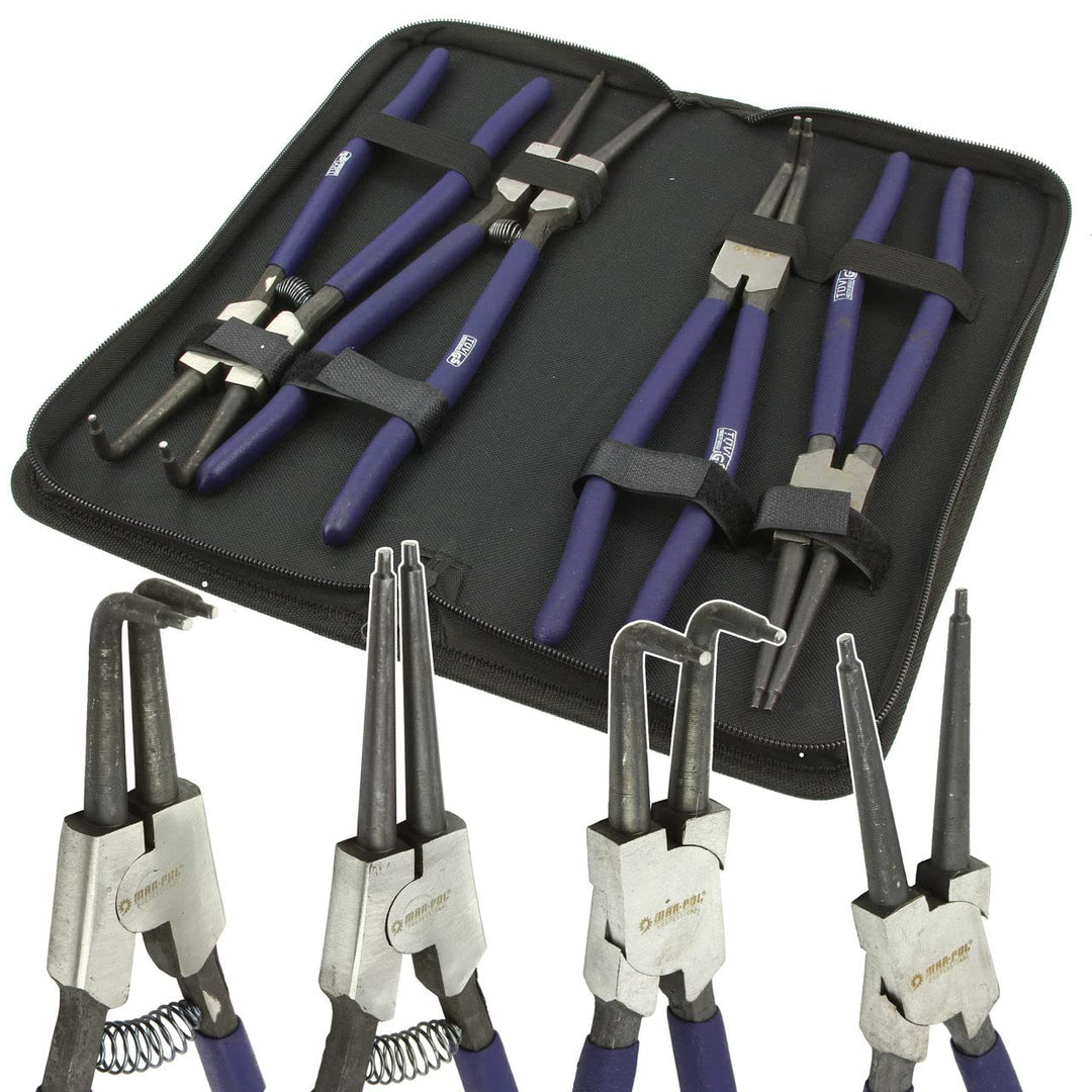 Seeger Elastische Ringzange Set 12 Zoll 4 Stück 300 mm mit Tasche