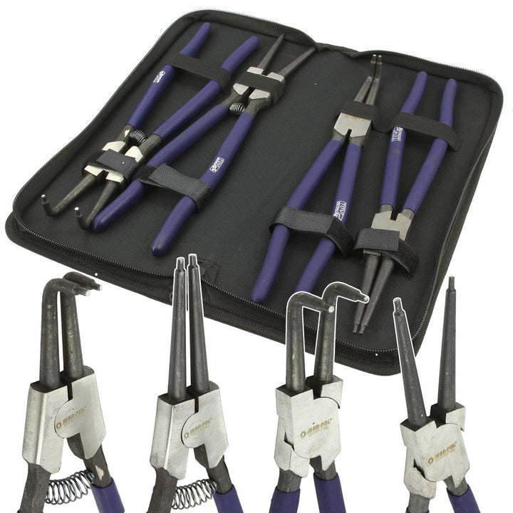 Seeger Elastische Ringzange Set 12 Zoll 4 Stück 300 mm mit Tasche
