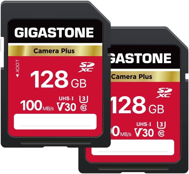 Gigastone SDXC-Speicherkarte, 128 GB, 2 Karten, Primärserie, Geschwindigkeit 80 MB/s, kompatibel mit