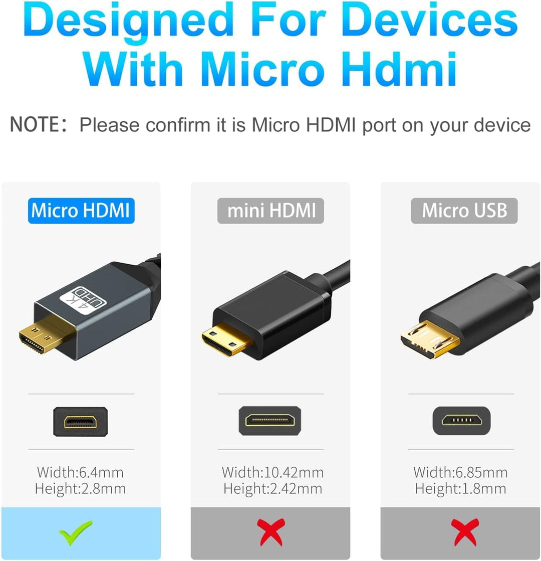 Twozoh Micro HDMI auf HDMI Kabel lang 10M, High-Speed HDMI auf Micro HDMI geflochtene Schnur Unterst