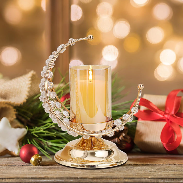 PRETYZOOM Gold Ramadan Kerzenhalter Mond Glas Teelichthalter Arabische Kerzenleuchter Metall Kerzens