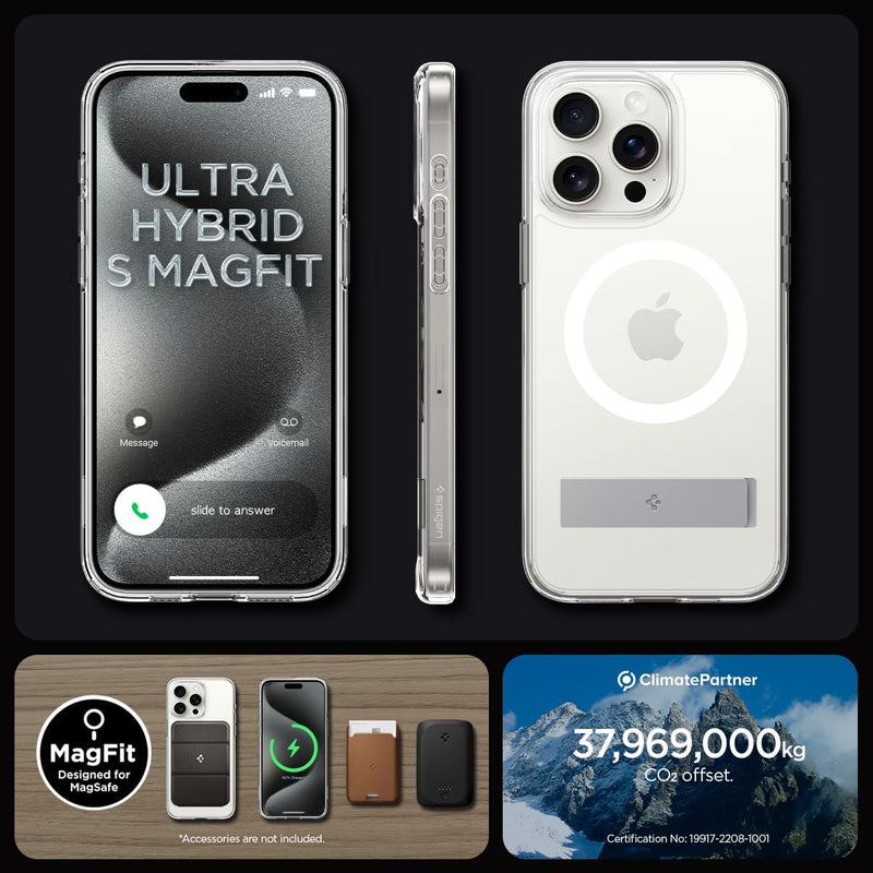 Spigen Ultra Hybrid S MagFit Hülle Kompatibel mit iPhone 15 Pro Max Kompatibel mit MagSafe -Crystal