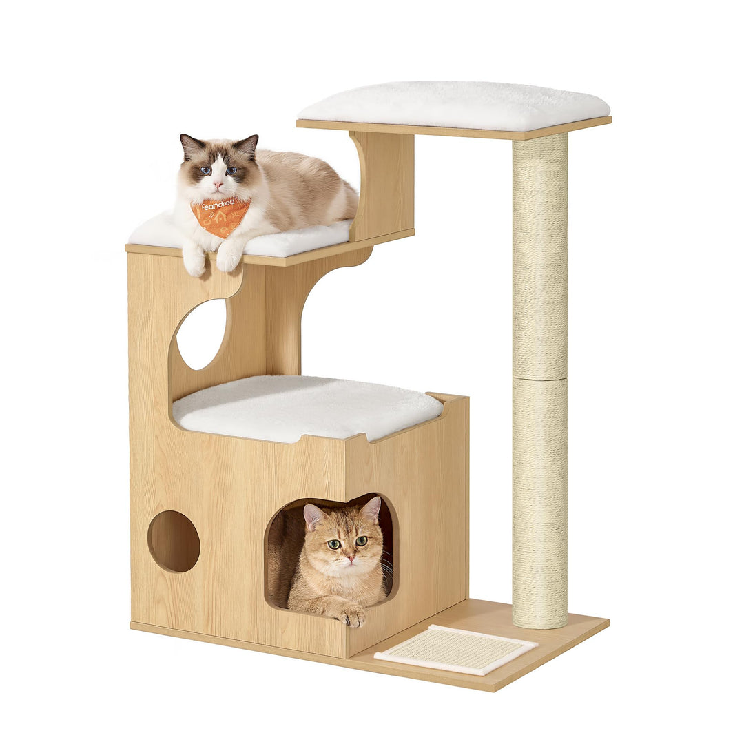 Feandrea Kratzbaum, 86 cm hoher Katzenbaum, Spanplatten-Katzenkratzbaum, mit Höhle, Liegeflächen, Sä