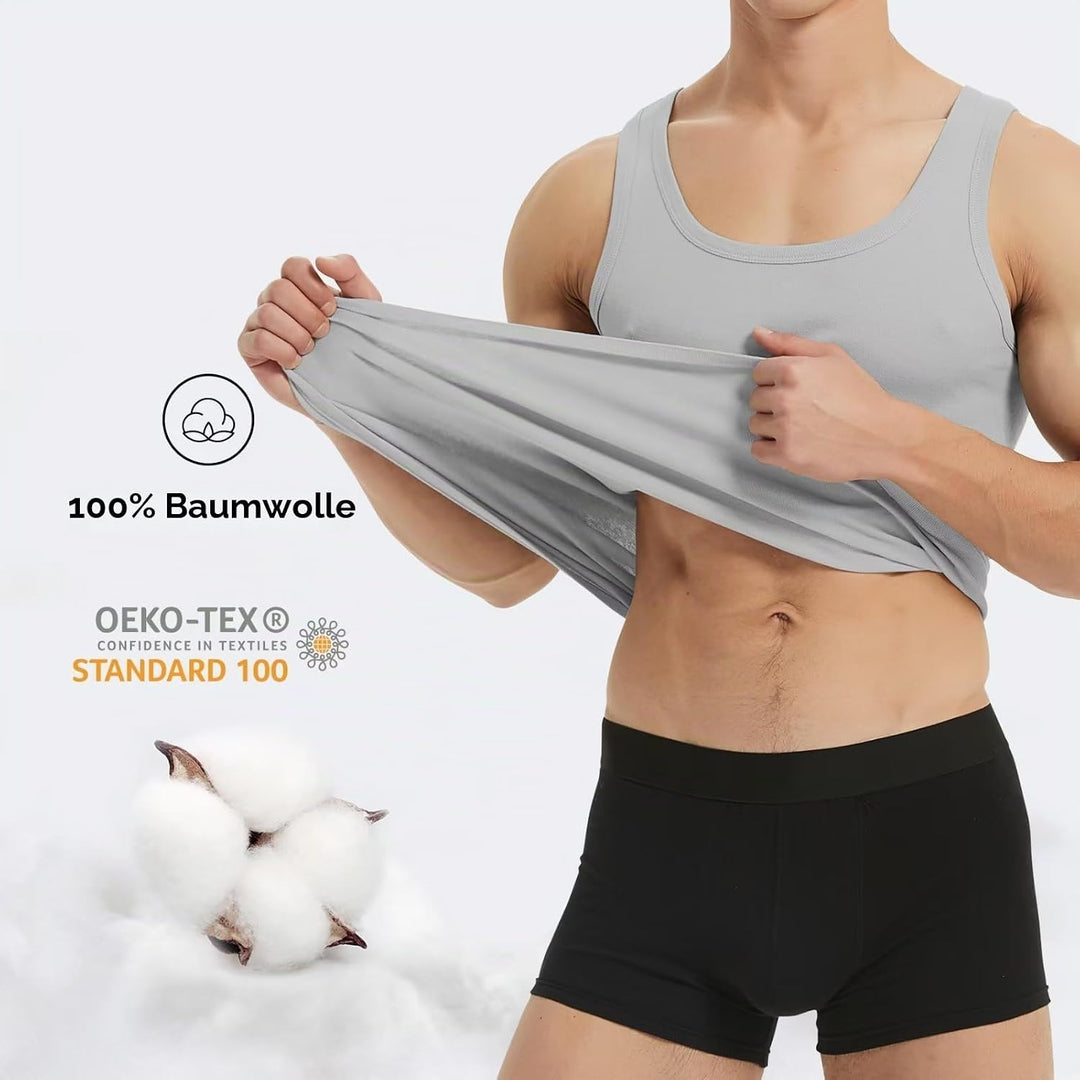 YouShow Unterhemd Herren 3/5er Pack 100% Baumwolle Tank Top Feinripp M 1*schwarz + 1*weiss + 1*grau,
