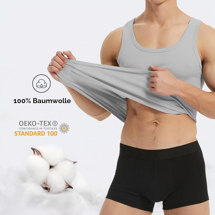 YouShow Unterhemd Herren 3/5er Pack 100% Baumwolle Tank Top Feinripp M 1*schwarz + 1*weiss + 1*grau,