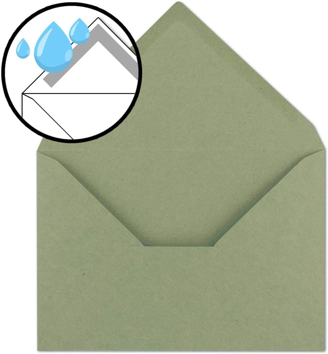 100x Vintage Brief-Umschläge DIN C5 Kraftpapier 120 g/m² - 157 x 225 mm - grün Recycling - Nassklebu