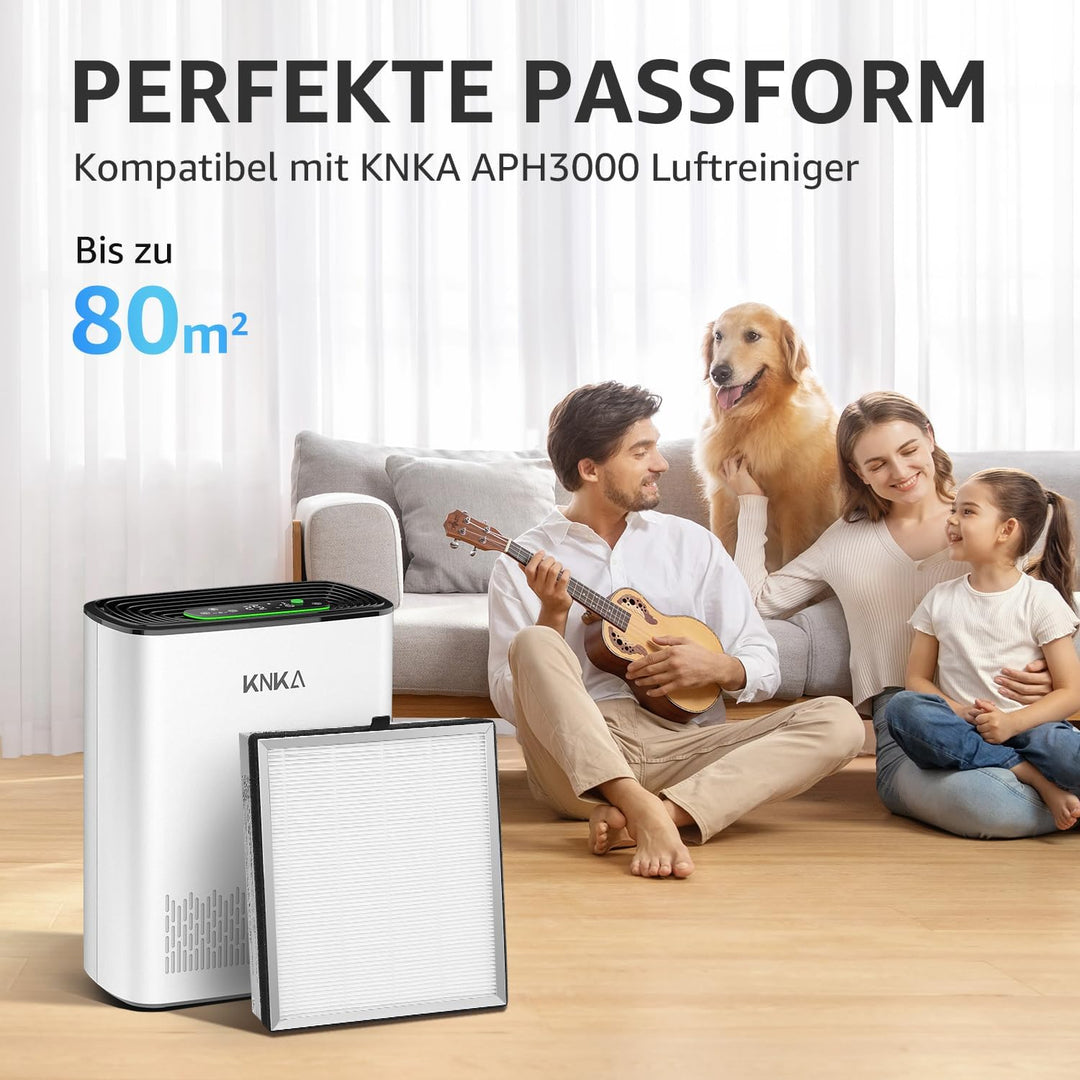 KNKA Ersatzfilter für APH3000 Luftreiniger, 2er Pack HEPA & Aktivkohle Kombifilter, Entfernt 99,97%