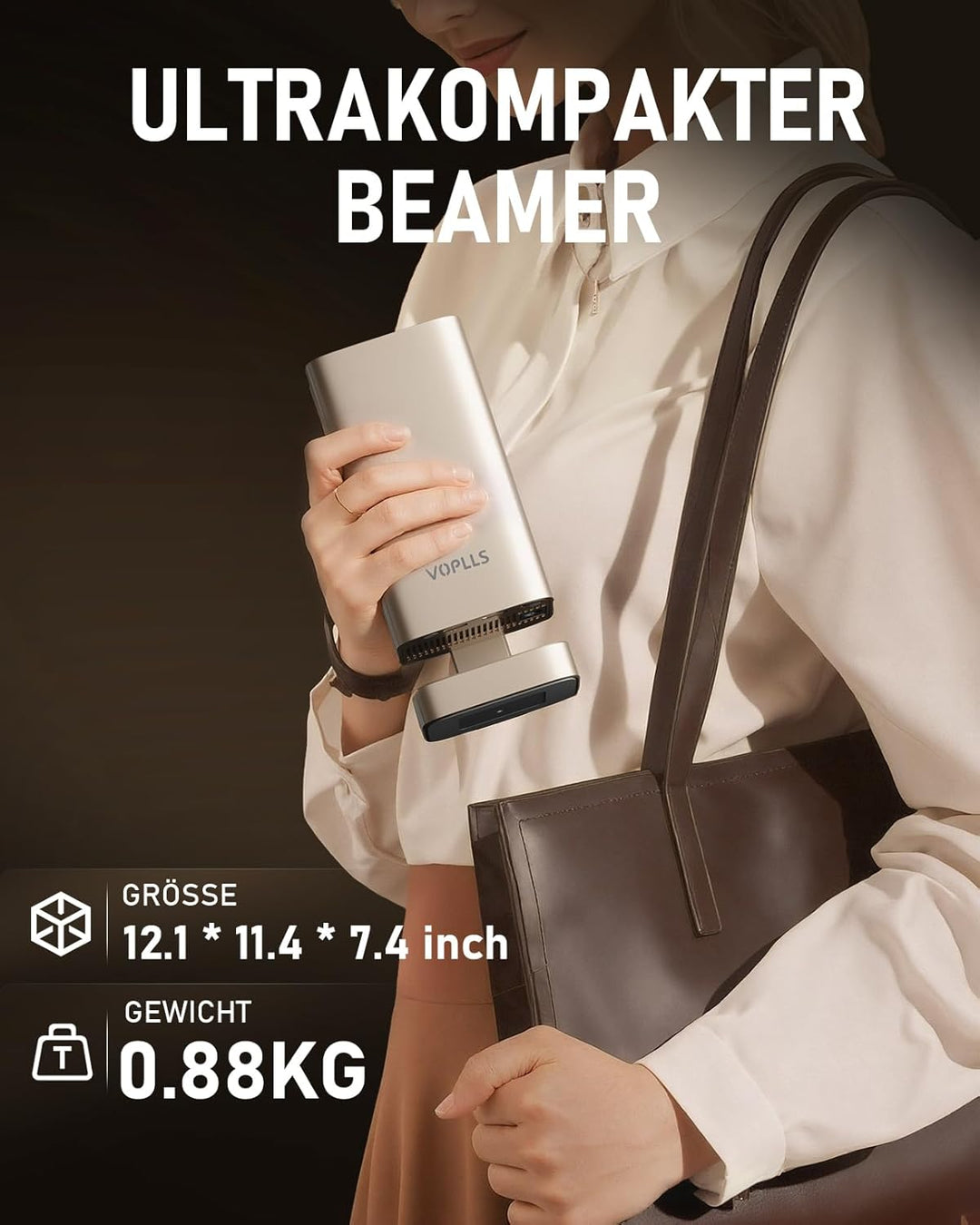 Smart Mini Beamer 4k [Kompatibel mit Netflix & Dolby Audio] VOPLLS TOF Autofokus/Trapezkorrektur Lum
