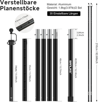 SAN LIKE Zeltstange Teleskopstange Zeltstangen Teleskop, Aufstellstange Planenstangen für Zelte Taps
