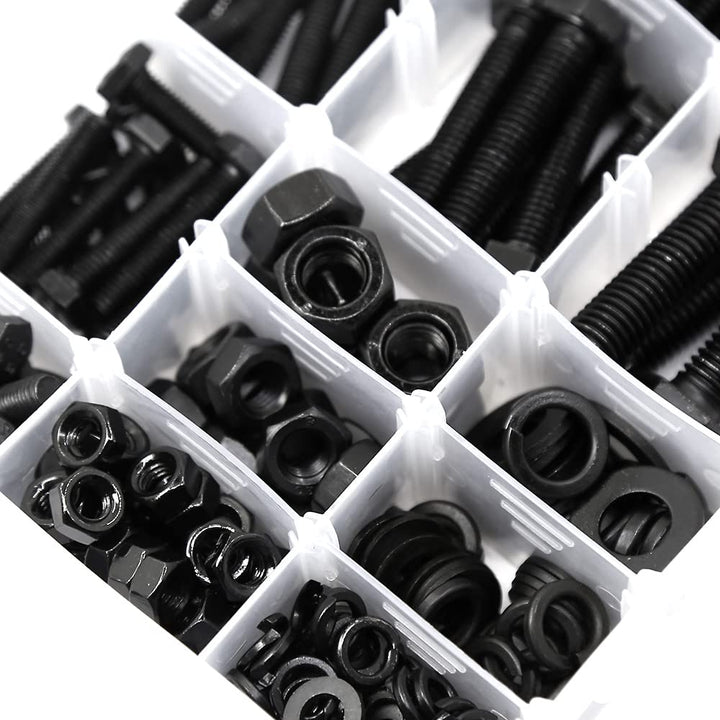 YEEZET 224 Pcs M6 M8 M10 Schrauben Sechskantschrauben Unterlegscheiben Federringe und Muttern Sortim