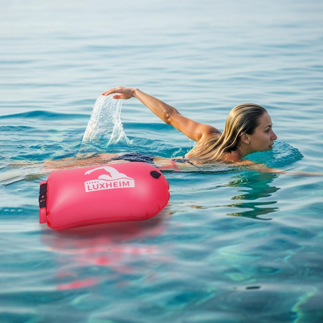 28L Schwimmboje Trockensack mit Doppelairbag, Aufblasbare Schleppschwimmer Boje für Erwachsene Freiw