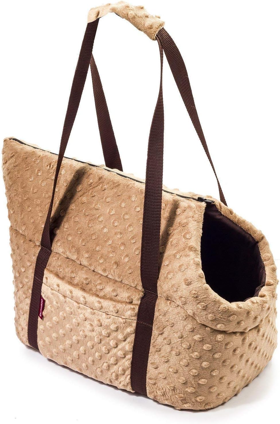 BOUTIQUE ZOO Hundetasche, Welpentasche - Beige (Minky), XS - Tragetasche für kleinen und mittleren H