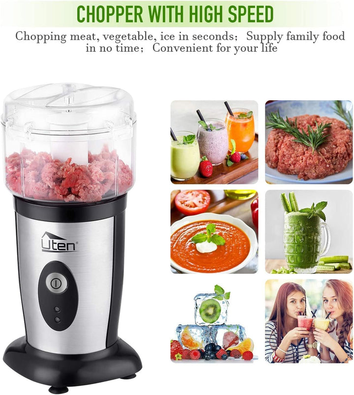 Smoothie Maker Uten Standmixer Edelstahl Mixer 5 in 1 Multifunktion Blender, Entsafter, Fleisch Zerk