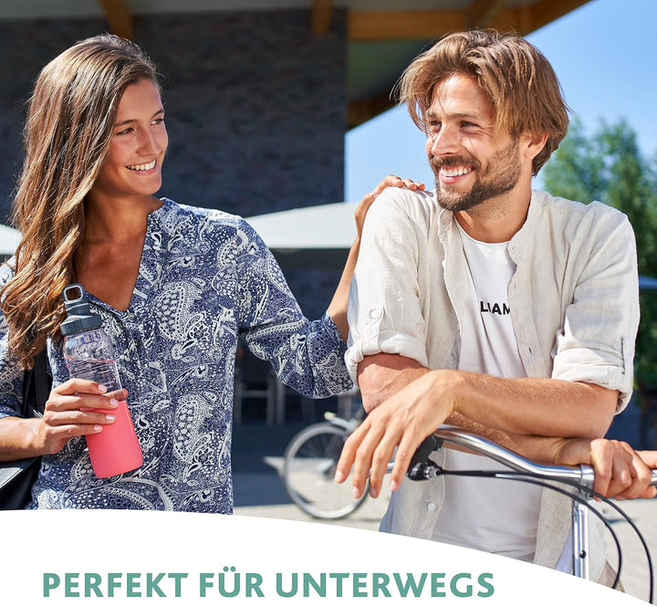 Emsa N31005 Drink2Go Glas Trinkflasche | Fassungsvermögen: 0,7 Liter| Schraubverschluss | 100% dicht