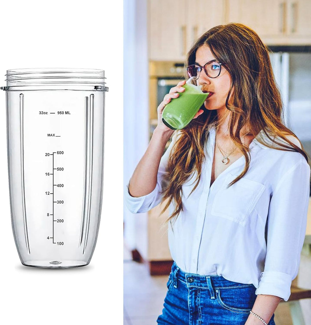 2 Stück Entsafter Ersatzbecher, 32oz Becher Kompatibel Für Nutribullet, 950ml Ersatzteil Entsafter-Z