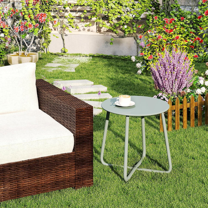 HollyHOME Beistelltisch Outdoor Balkontisch Klein Gartentisch Rund Beistelltisch Metall Wetterfest L
