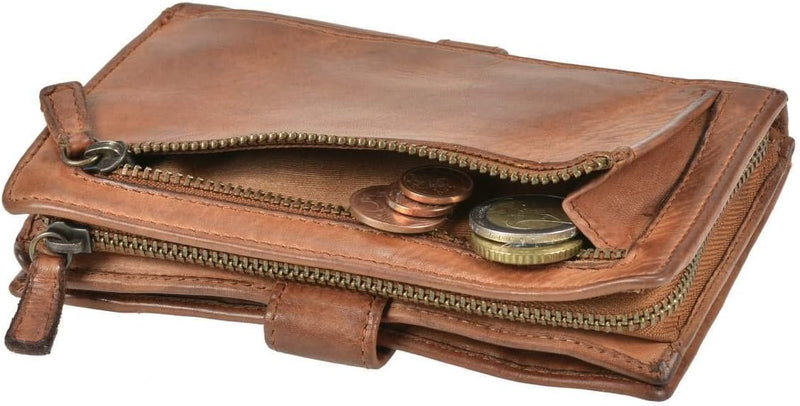 Bear Design Portemonnaie Damen Geldbörse Leder 10x15cm Geldbeutel Cow Lavato Cognac
