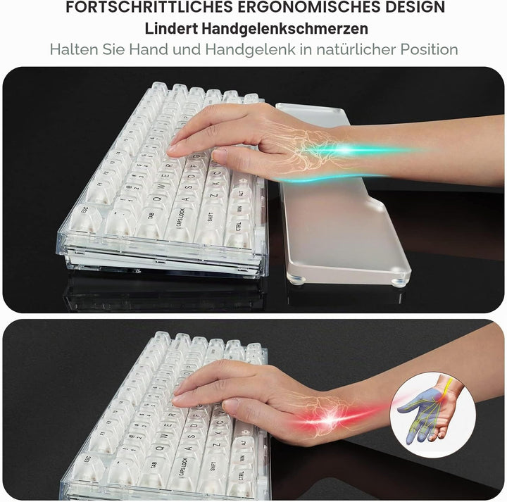 ATTACK SHARK 61 Tasten CNC Acryl Handballenauflage, Ergonomische Tastatur-Handauflage, Tragbare Ruts