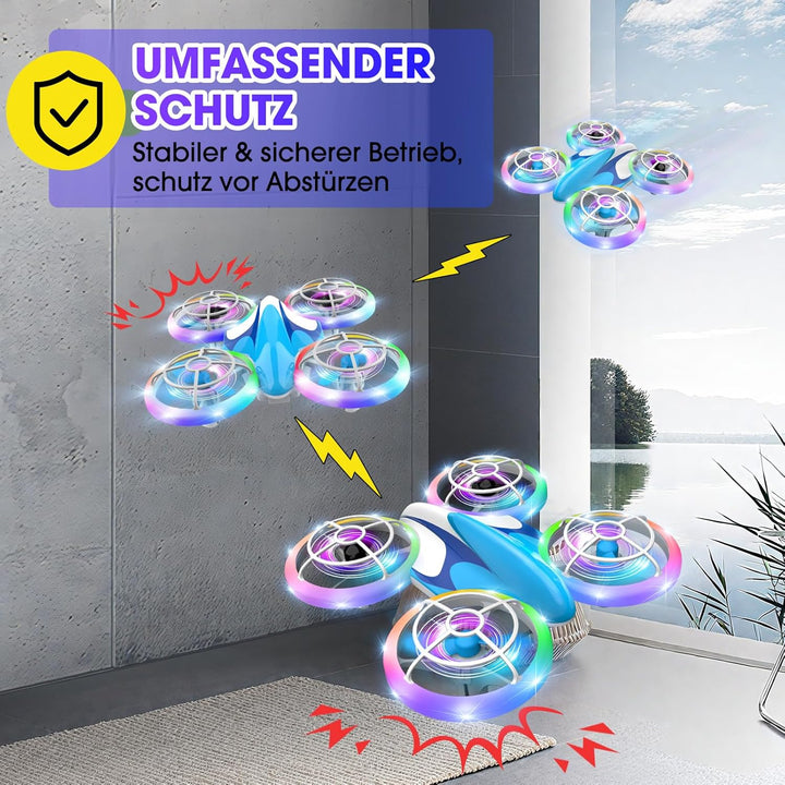 Mini Drohne für Kinder Spielzeug ab 6 7 8 9 10+ Jahre, RC Flugzeug Drone mit 3 Akkus, 360°Flips, LED