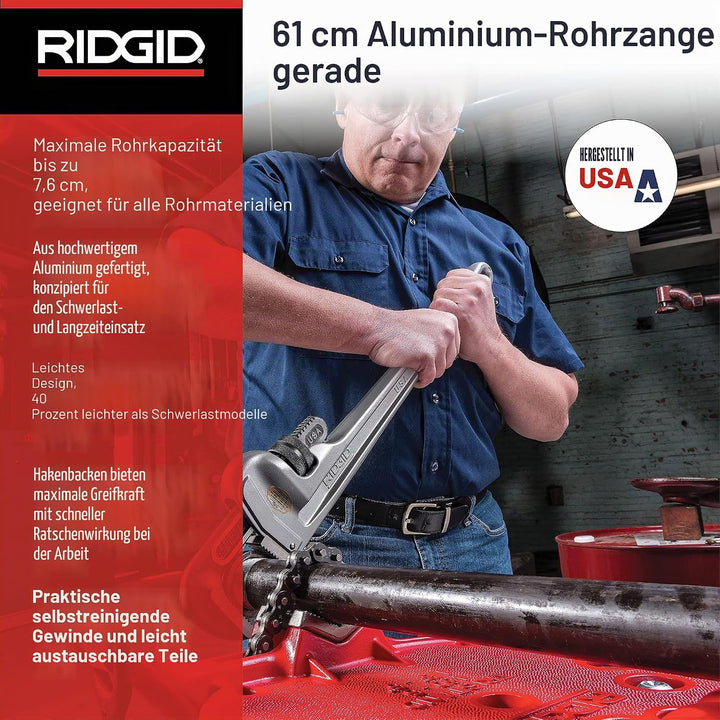 RIDGID 31105 Modell 824 gerade Aluminium-Rohrzange, 24" Sanitär-Schraubenschlüssel 24 inch, 24 inch