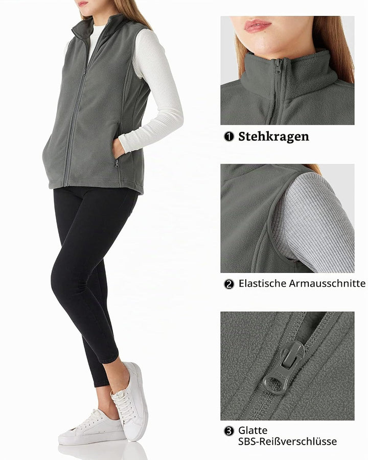 Outdoor Ventures Fleece Weste für Damen ,Weich Ärmellos Jacke mit Reissverschlusstaschen, Sport Lauf