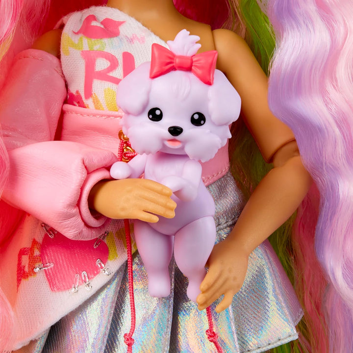 Rainbow High Pretty in Paris Modepuppe - Kia Hart - 28 cm grosse Modepuppe in Rosa mit Welpen, Handt