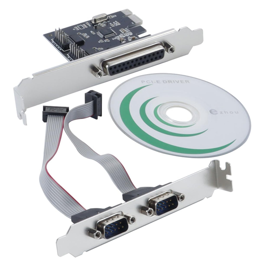 Serielle RS232-PCI-Express-Schnittstellenkarte, PCI-E auf dualen seriellen RS-232-Anschluss + 1 DB25