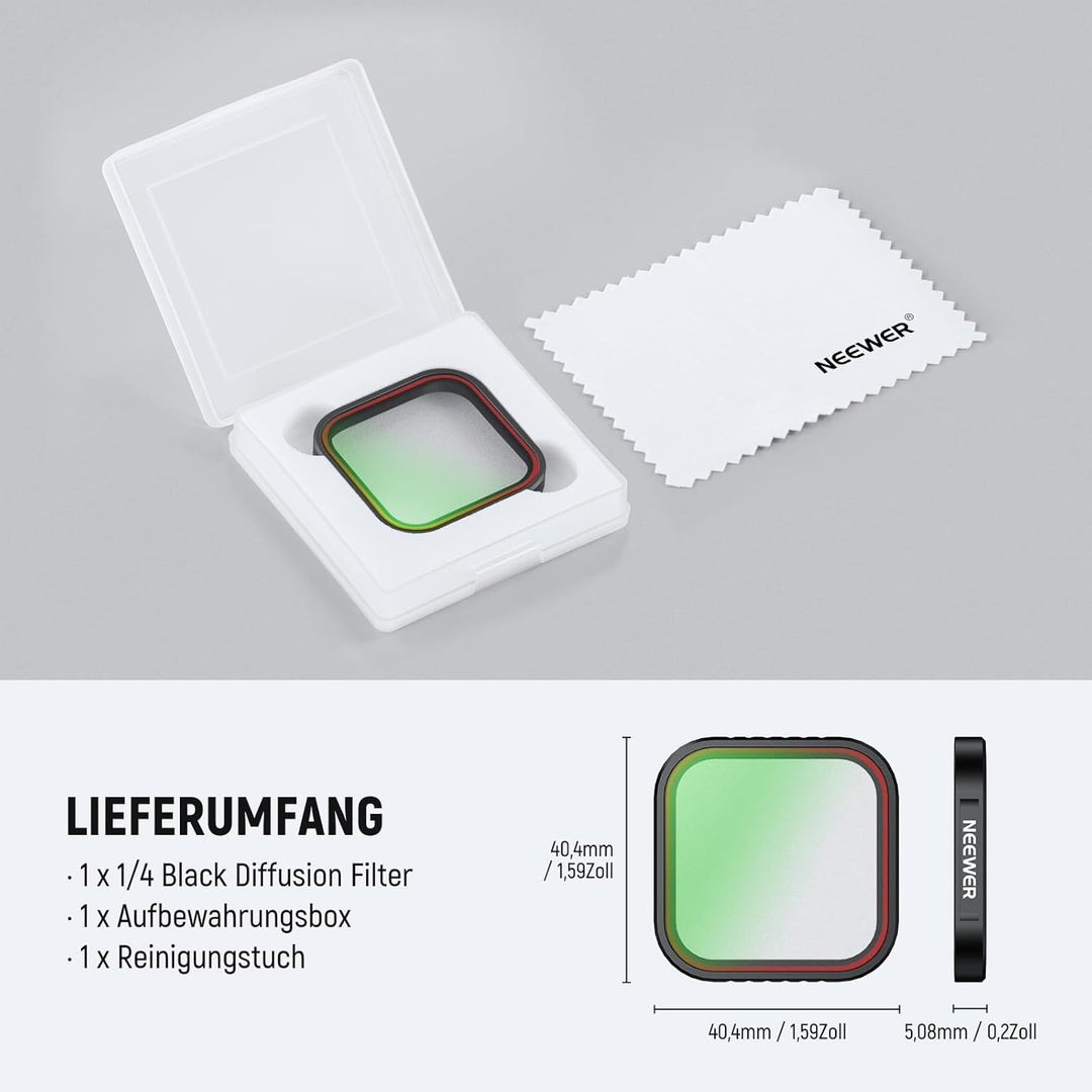 NEEWER 1/4 Black Diffusion Filter Kompatibel mit Insta360 Ace Pro Insta 360 Ace Pro 2, Zubehör Nicht