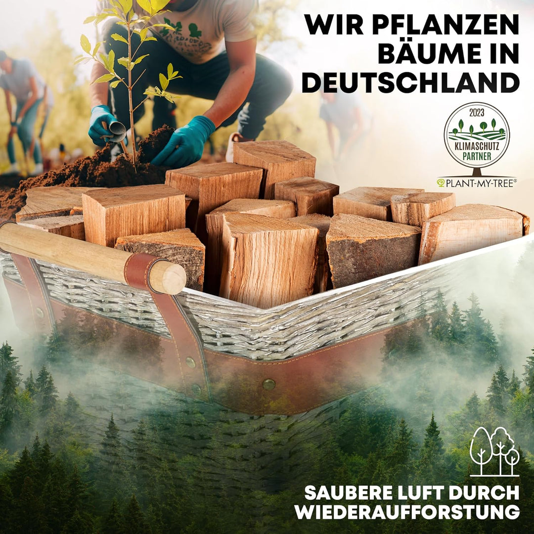 OAKAGE® Holzkorb für Kaminholz Gross aus Weide Kaminholzkorb Feuerholzkorb Brennholzkorb Weidenkorb