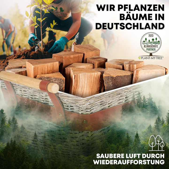 OAKAGE® Holzkorb für Kaminholz Gross aus Weide Kaminholzkorb Feuerholzkorb Brennholzkorb Weidenkorb