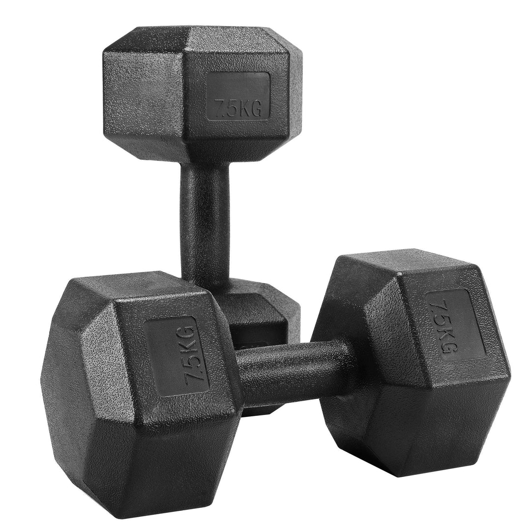 Yaheetech 2 Stück Hantel Set 5/7,5/10 Kg Kurzhanteln Gusseisen Hexagon Hanteln Gewichte Training für