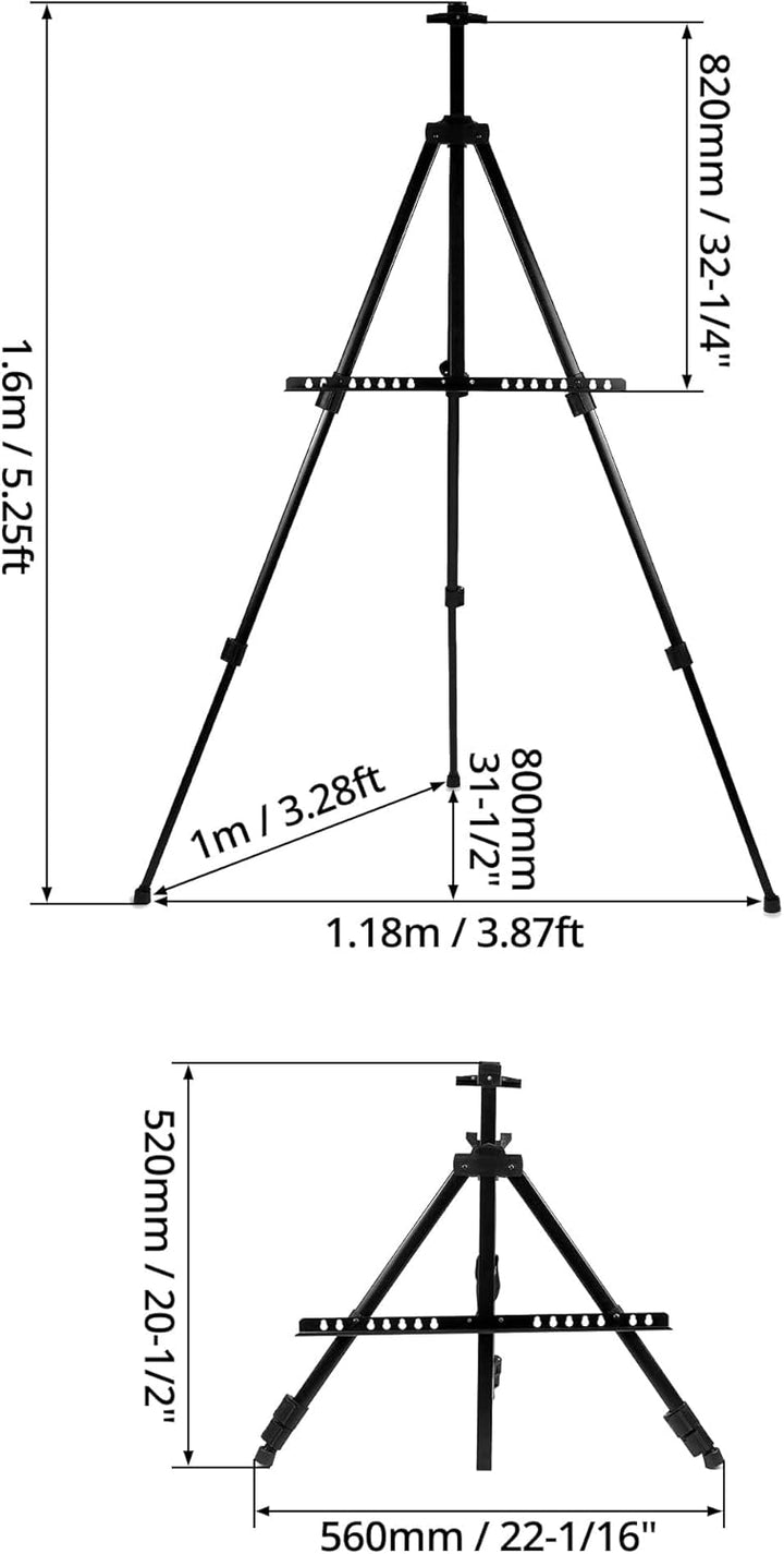 QWORK® verstellbare staffelei, 50-160cm, zusammenklappbare stativ staffelei, für malen, poster, mit