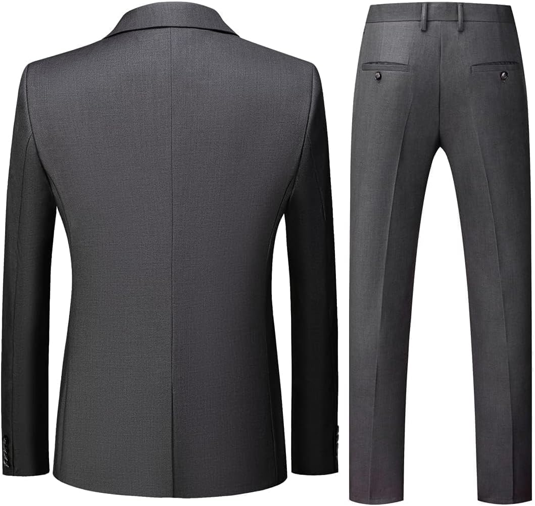 KUDORO Herren Anzüge 3-teilig Slim Fit Eine Knöpfe für Hochzeit Business Herrenanzug Sakko Weste Hos