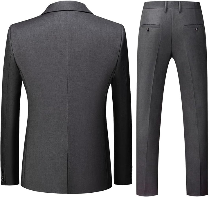 KUDORO Herren Anzüge 3-teilig Slim Fit Eine Knöpfe für Hochzeit Business Herrenanzug Sakko Weste Hos