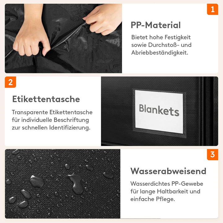 Lifewit 4 Stück 90L Umzugstaschen mit Griff, Aufbewahrungstasche für Bettdecken, Grosse Tasche mit R