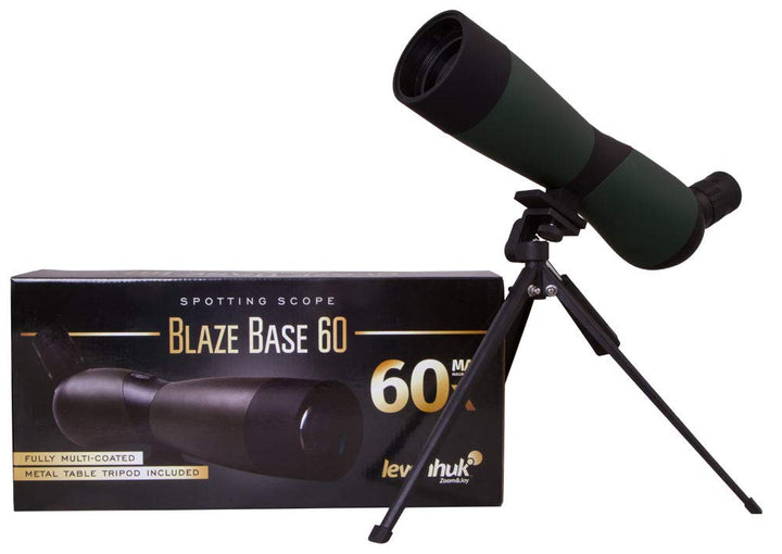 Levenhuk Blaze Base 60 Tragbares Spektiv mit BK-7-Glasoptik, Metall-Tischstativ und Tasche zur Beoba