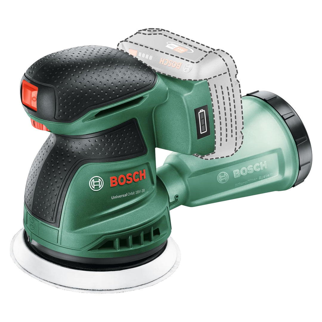 Bosch Akku-Exzenterschleifer UniversalOrbit 18V-20 (Schleifen von mittelgrossen bis grossen Holzober