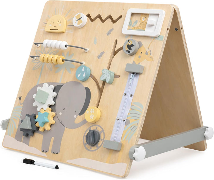mamabrum Doppelseitige Holz Lerntafel 2in1 für Kinder, Montessori Spielzeug mit Magnettafel und Sens