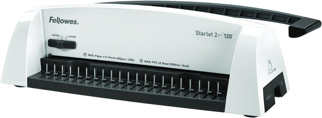 Fellowes Plastikbindegerät Starlet+ für Zuhause und das Home Office, Bindekapazität 120 Blatt, Stanz