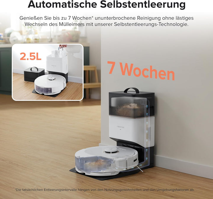 roborock Q8 Max+ Saugroboter mit Absaugstation, DuoRoller-Bürste, 5500Pa Saugkraft, 2,5L Staubbeutel