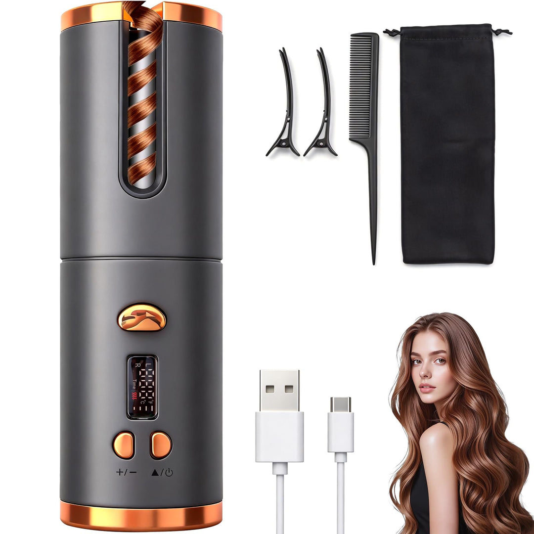 Automatischer Lockenstab mit LCD-Display, automatischer Haarcurler mit 6 Temperatureinstellungen und