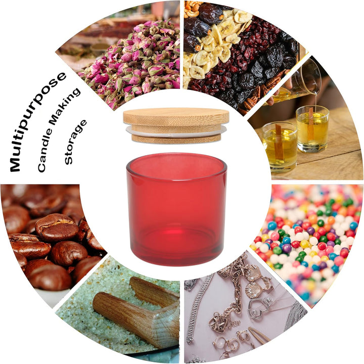 MILIVIXAY 20 Stück 118 ml rote Glaskerzengläser mit Deckel und Kerzenherstellungs-Kits – Grosspackun