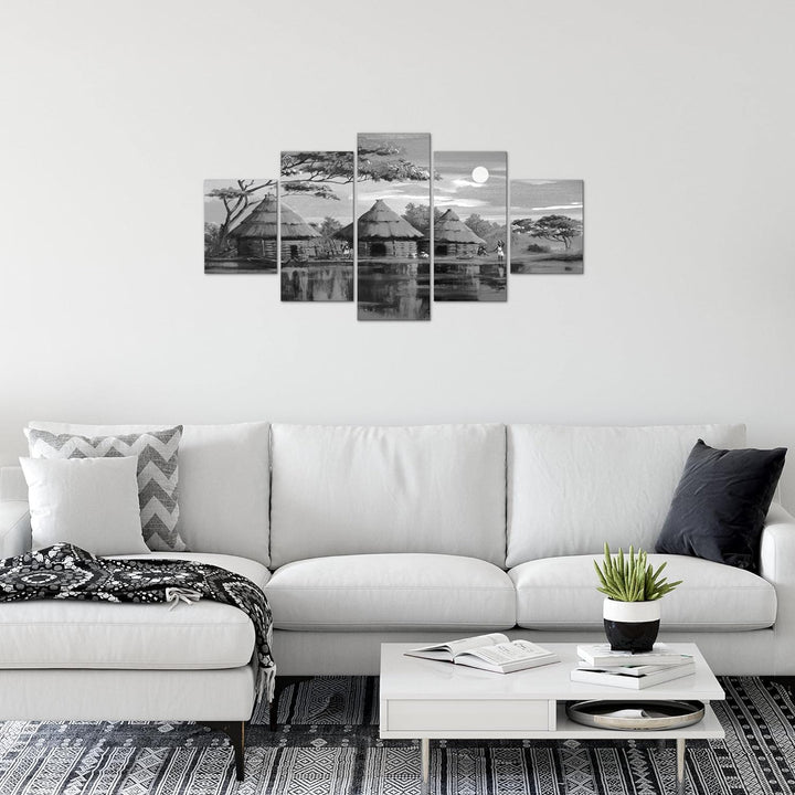 Runa Art Wandbilder Afrika Massai 5 Teilig Bild auf Vlies Leinwand Deko Wohnzimmer Schlafzimmer Sonn