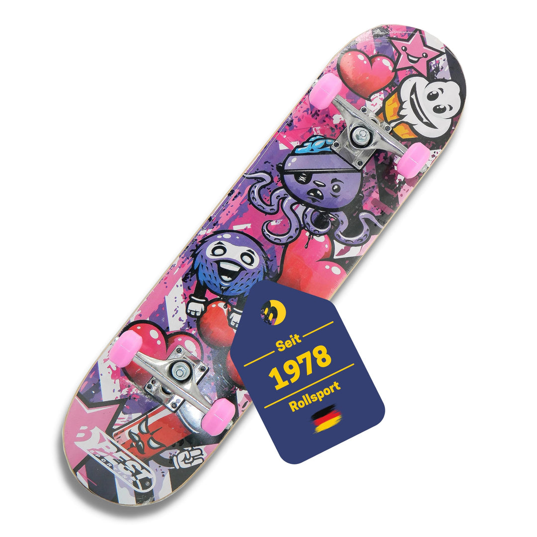BEST SPORTING Skateboard A3 Kid Octopus – Skateboard 78 cm für Kinder mit rutschfestem Deck – 7-lagi