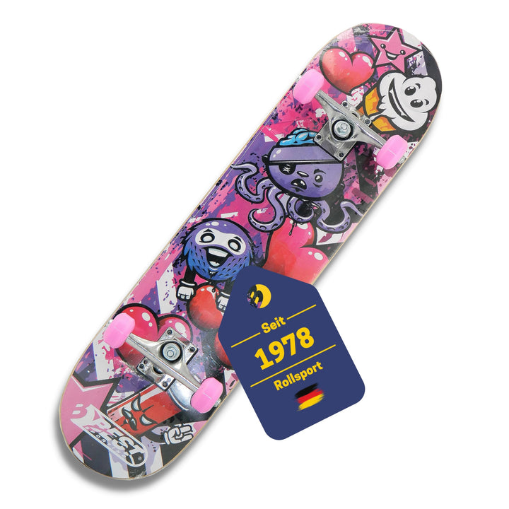 BEST SPORTING Skateboard A3 Kid Octopus – Skateboard 78 cm für Kinder mit rutschfestem Deck – 7-lagi