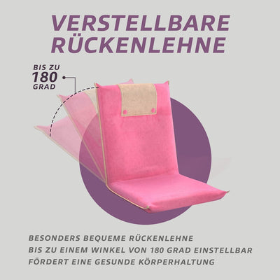 bonVIVO Bodenstuhl mit Rückenlehne Easy II - Ideal als Sitzkissen & Outdoor-Klappsessel für Meditati