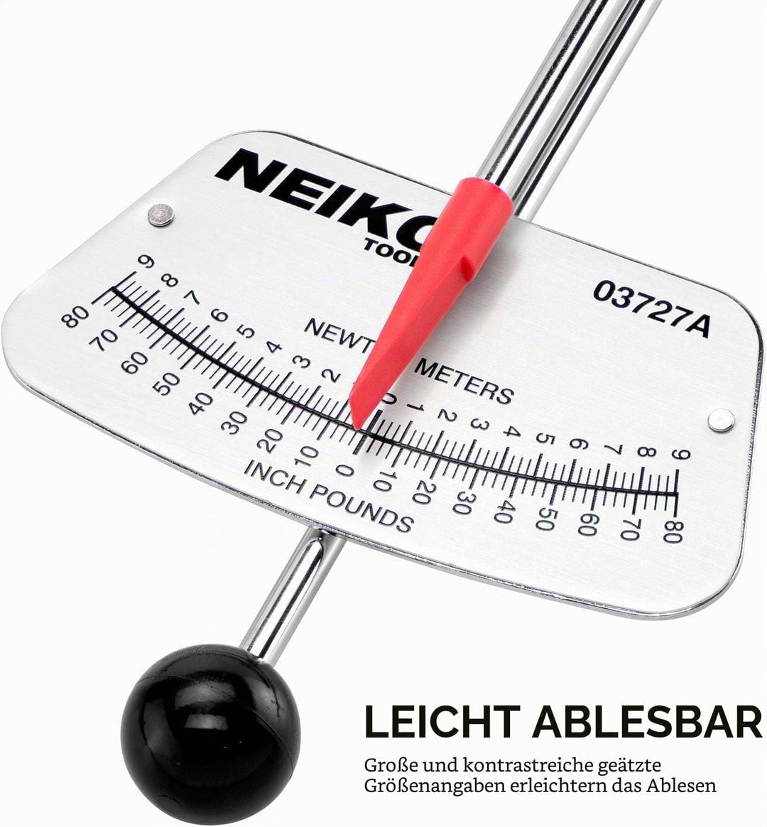 Neiko 03727A 1/4 Zoll Balken Drehmomentschlüssel, SAE und MM Fahrrad- und Automobilschlüssel, liest