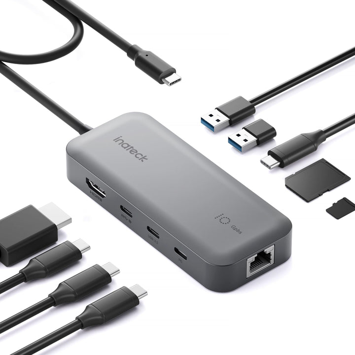 Inateck 10 in 1 USB C Hub, 4K 60Hz HDMI Docking Station, USB C Video＋Data, 100W PD, 10Gbps 2 USB 3.2