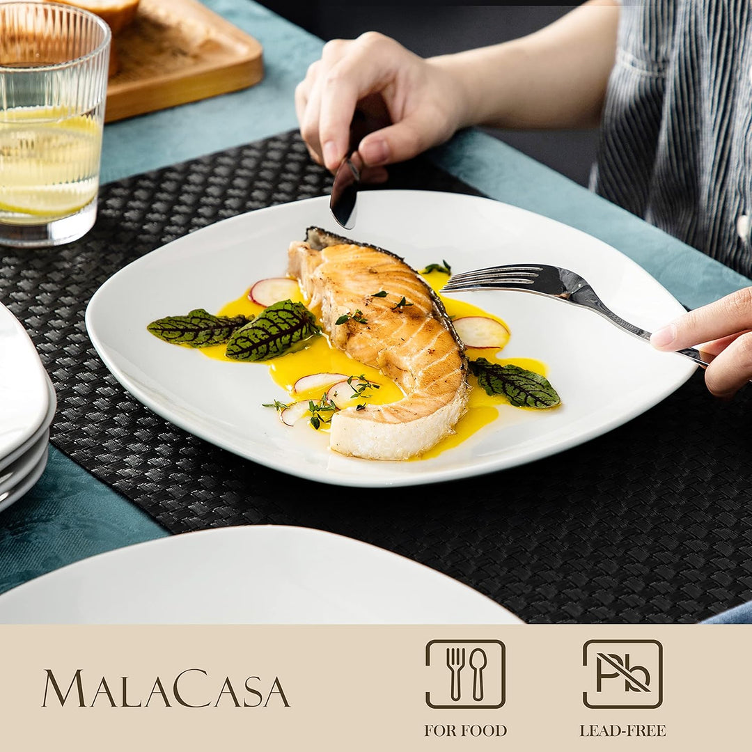 MALACASA, Serie Elisa, 6 TLG. Porzellan Tellerset Speiseteller Flache Teller Essteller Set Flachtell