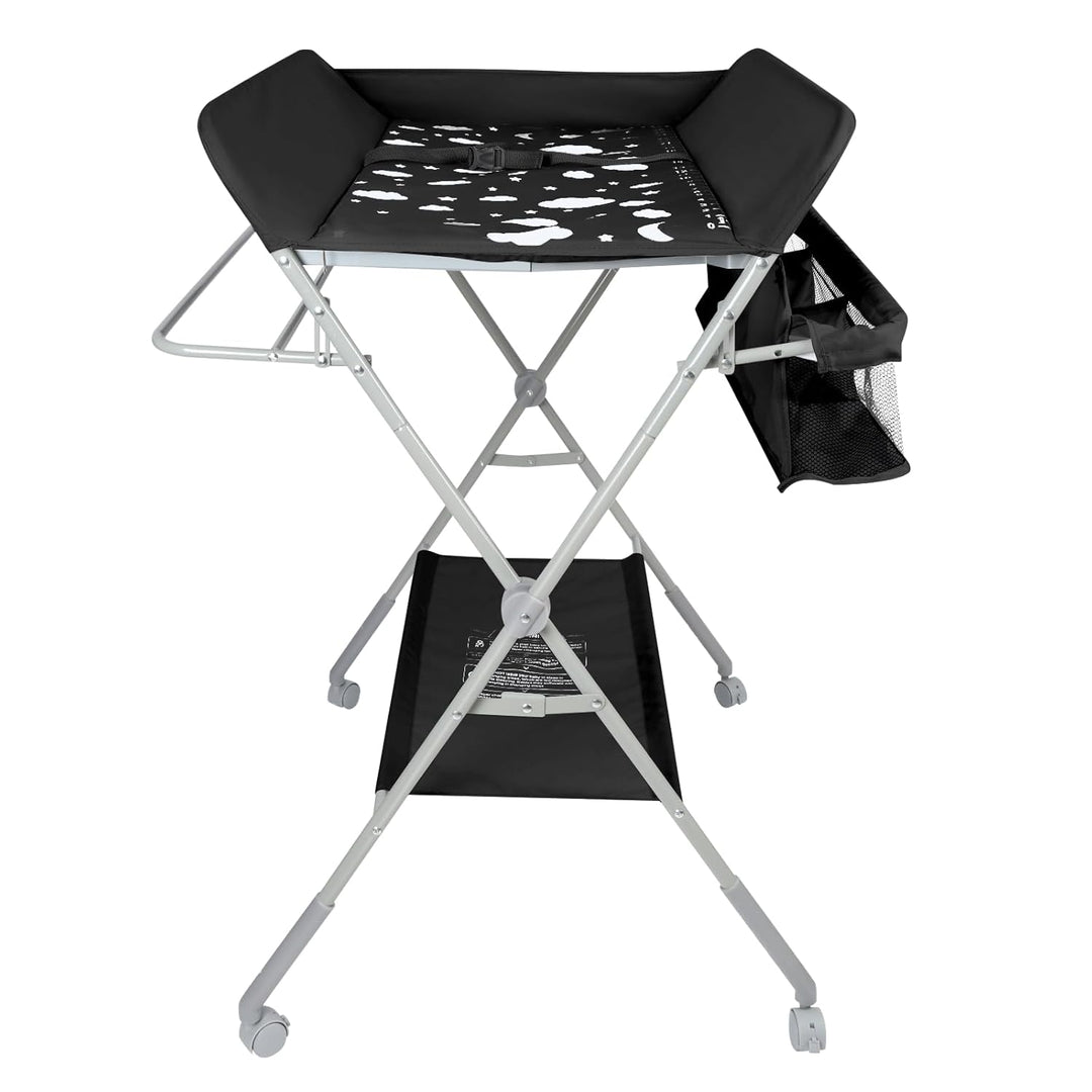 Baby Klappbarer Wickeltisch，Mobiler Wickeltisch mit Rollen und Wickelauflage,Wasserdicht und Höhenve